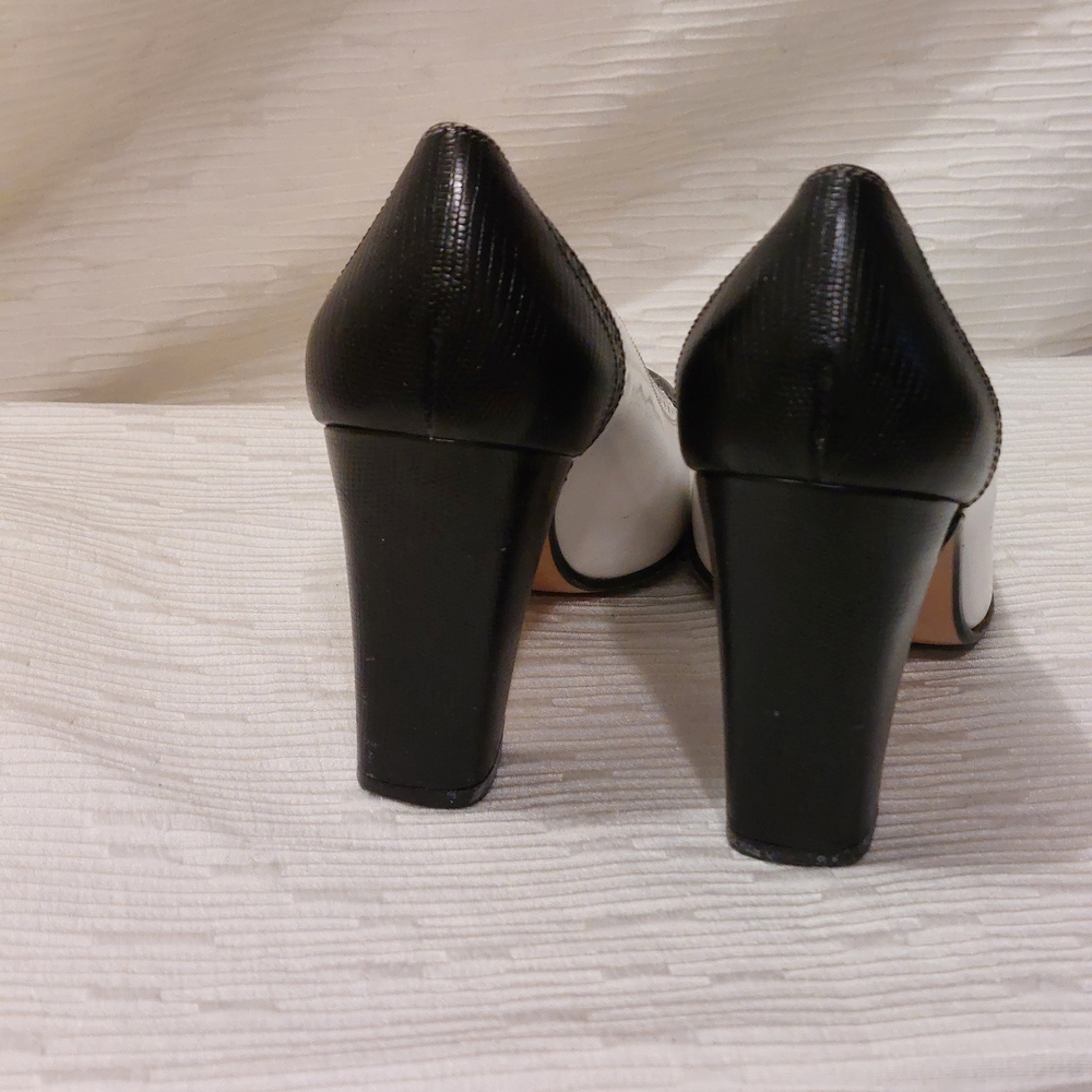 Leather Salvatore Ferragamo Black and White Heels Size 6.5 - Picture 7 of 15